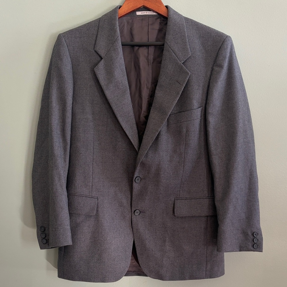 Yves Saint Laurent Size 42 Gray 100% Wool Single Breasted Notched Collar Blazer